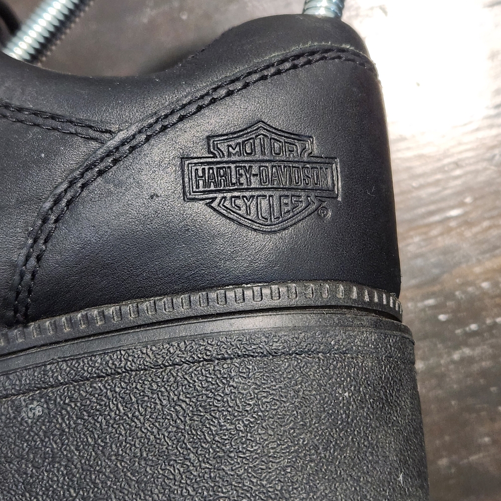 Harley Davidson Chunky Platform Motorcycle Shoes Lace Up Black Leather Womens 8 - Picture 7 of 11